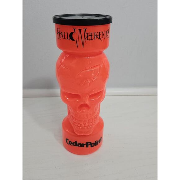 Cedar Point Halloweekends Orange Skull Plastic Cup - NO Straw - Picture 1 of 9